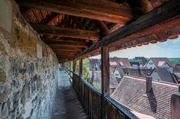 Old city wall in Rothenburg ob der Tauber, Germany