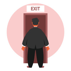 Businessman standing in elevator Vector illustration in flat design style