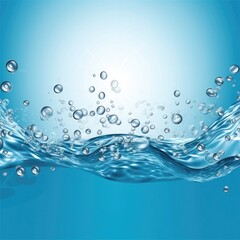 Naklejka na ściany i meble Water wave with oxygen bubbles in the underwater clear liquid flowing up to the water surface,Generative, AI, Illustration.