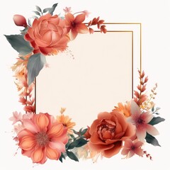 Frame made of dried rose flowers on white background,Space for text,Flat lay, background,Copy space,Generative, AI, Illustration.