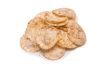Rice chips isolated on white background.