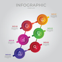 Six steps modern connecting infographic template vector illustration	