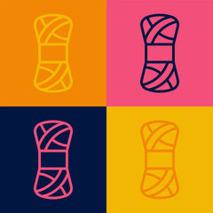 Pop art line Yarn icon isolated on color background. Label for hand made, knitting or tailor shop. Vector