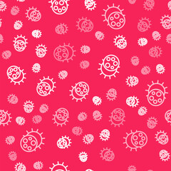 White line Eclipse of the sun icon isolated seamless pattern on red background. Total sonar eclipse. Vector