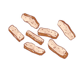 Rectangle braised dried tofu in ingredient illustration
