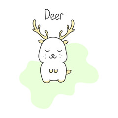 Vector illustration of a cute deer in doodle style.