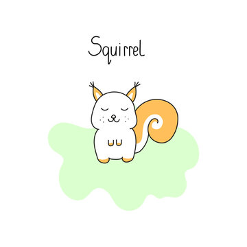 Vector illustration of a cute squirrel in doodle style.