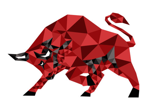 illustration of a red bull polygonal style