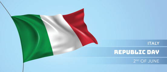 Italy republic day greeting card, banner vector illustration.