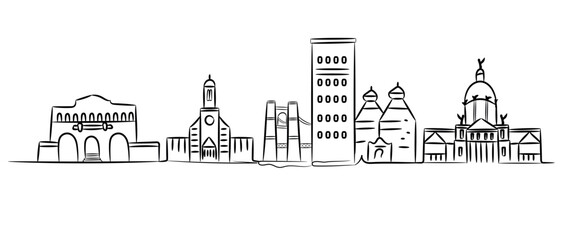 Naklejka premium Waco city skyline outline doodle