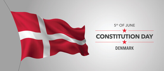 Denmark constitution day greeting card, banner with template text vector illustration