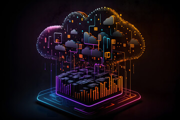 Cloud computing Data Base Technology concept, Abstract Digital background