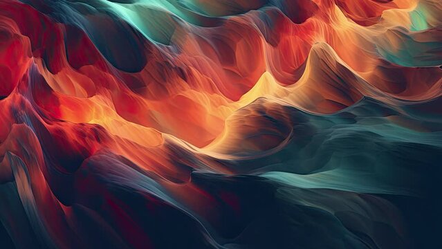 Orange and Teal art motion video, moving background with abstract texture, dissolving effect, psychic waves with calming liquid