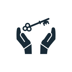 Hand and Key Icon Design Template Elements