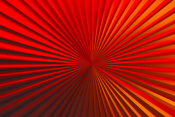 Red background. Geometric rays. Scarlet pattern. Elegant texture. Decorations for design. Geometric background. Red rays converge in center. Banner template. Stylish minimalistic background. 3d image