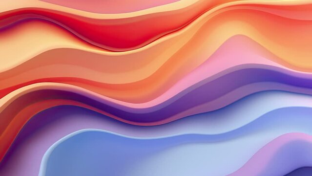 Abstract liquid motion video background, orange and blue layered forms, wave paper cut, multi-layered color fields, horizontal folding graphics, sculptural paper fluid with slow dissolving effect