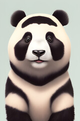 Naklejka premium portrait of a panda on a light background, generative ai