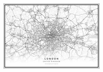 London Map, Minimalist Map, London Print, London Poster, London Art, Modern Map Print, Map of London, London , London United Kingdom City Map, City Map