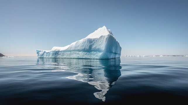 Melting iceberg in the ocean, global warming.. Generative AI