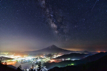 Fototapeta na wymiar Mt.Fuji Starry Landspace in Shindo-toge