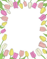 Fototapeta na wymiar A nice cute bright background with tulips. For postcard, flyer, banner, invitation, stylish design. Vector.