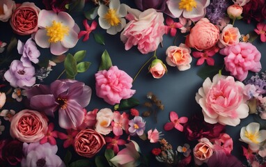 background blossom design spring peonies color watercolor romance pastel flower valentine. Generative AI.