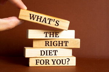 Wooden blocks with words 'What's The Right Diet For You?'.