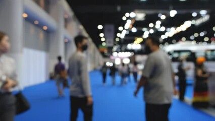 Abstract background blurred many people in the exhibition expo event or trade fair