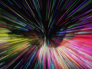 Speed of light illustration of colored light beams