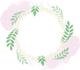白い藤の花の輪を描いたフレームイラスト