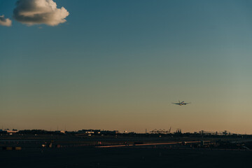 airport in new jersey at sunset