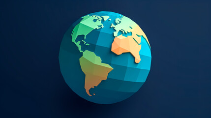 Fototapeta na wymiar Volumetric globe of the Earth on a blue background, generative AI.