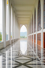 Arabian arches in Mosque, Eid Mubarak Islamic background.