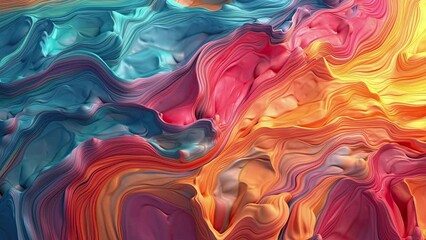 Abstract thick paint motion video background moving slowly, colored painting mass movement, with blue, red and yellow colors - Powered by Adobe