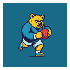 logo for sports shop with bear with ball