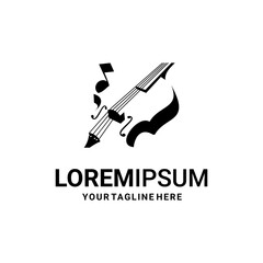 violin flat logo vector design on white background