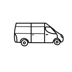 logistics van vehicle transport warehouse doodle organic line