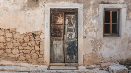 Fototapeta na wymiar Old wooden doors in old buildings.. Generative AI