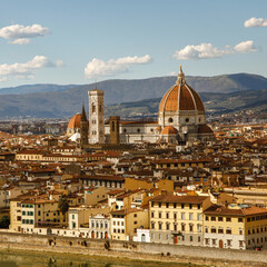 The famous dome of the Santa Maria del Fiore Cathedral in Florence, Italy.