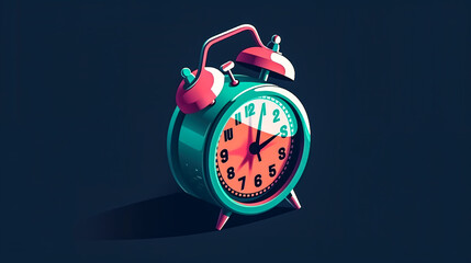 Alarm clock on a dark background isolated, generative AI. - obrazy, fototapety, plakaty