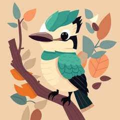 Cartoon Cute Kookaburra Bird