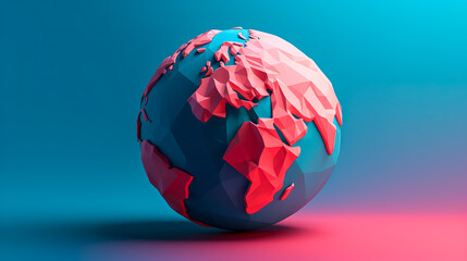 Volumetric globe of the Earth on a blue background, generative AI. - obrazy, fototapety, plakaty