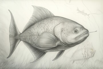 Realistic and Intricate: A Stunning Depiction of a Sunfish Captured with Lifelike Details and Delicate Shading, generative AI