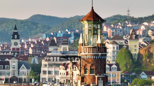Spring seaside scenery of Binhai Road in Dalian, Liaoning province, China
