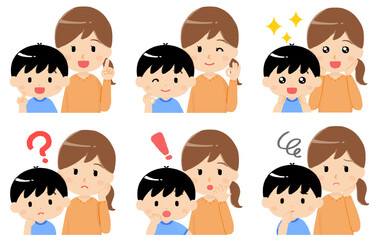 いろいろな表情の親子セット