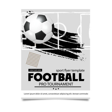 Creative soccer football tournament brochure template. Football or soccer ball on modern background. Football cover design template