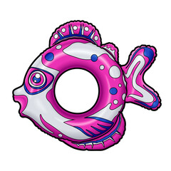 Cartoon cute doodle Fish Inflatable Pool Circle.