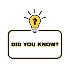 Did you know vector banner. Interesting idea or fact. Yellow light bulb with question. Important information.
