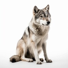 Wolf set on white background