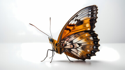 Fototapeta na wymiar Stunning butterfly on an white backgrund realistic but a little bit fluffy